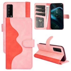 For TCL Stylus 5G Stitching Horizontal Flip Leather Phone Case(Pink Red) (OEM)