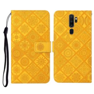 For OPPO A5 / A9 2020 Ethnic Style Embossed Pattern Horizontal Flip Leather Case with Holder & Card Slots & Wallet & Lanyard(Yellow) (OEM)
