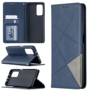 For Xiaomi Mi 10T / 10 Pro 5G Rhombus Texture Horizontal Flip Magnetic Leather Case with Holder & Card Slots(Blue) (OEM)