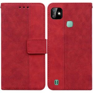 For Infinix Smart HD 2021 X612 Geometric Embossed Leather Phone Case(Red) (OEM)