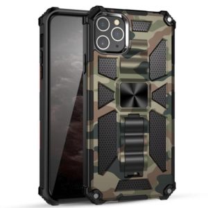 For iPhone 12 Pro Max Camouflage Armor Shockproof TPU + PC Magnetic Protective Case with Holder(Army Green) (OEM)