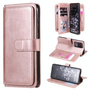 For Samsung Galaxy S20 Ultra 5G Multifunctional Magnetic Copper Buckle Horizontal Flip Solid Color Leather Case with 10 Card Slots & Wallet & Holder & Photo Frame(Rose Gold) (OEM)