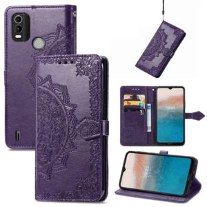 For Nokia C21 Plus Mandala Flower Embossed Leather Phone Case(Purple) (OEM)