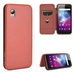 For ZTE Blade A3 Lite Carbon Fiber Texture Horizontal Flip TPU + PC + PU Leather Case with Card Slot(Brown) (OEM)