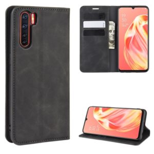 For OPPO A91/OPPO F15/OPPO Reno 3 Retro-skin Business Magnetic Suction Horizontal Flip PU Leather Case with Holder & Card Slots & Wallet(Black) (OEM)