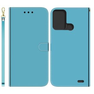 For ZTE Blade A52 Imitated Mirror Surface Horizontal Flip Leather Phone Case(Blue) (OEM)