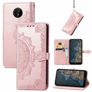 For Nokia C20 Mandala Embossing Pattern Horizontal Flip Leather Case with Holder & Card Slots & Wallet & Lanyard(Rose Gold) (OEM)