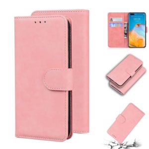 For Huawei P40 Pro Skin Feel Pure Color Flip Leather Phone Case(Pink) (OEM)