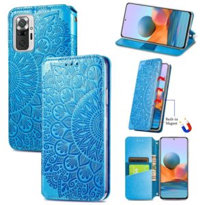 For Xiaomi Redmi Note 10 Pro Blooming Mandala Embossed Pattern Magnetic Horizontal Flip Leather Case with Holder & Card Slots & Wallet(Blue) (OEM)