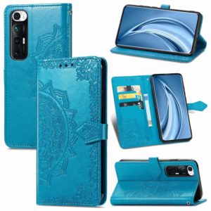 For Xiaomi Mi 10S Mandala Flower Embossed Horizontal Flip Leather Case with Bracket / Card Slot / Wallet / Lanyard(Blue) (OEM)