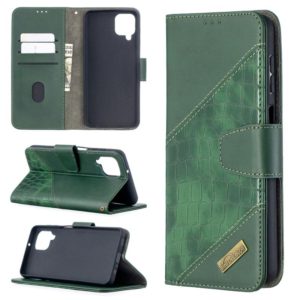 For Samsung Galaxy A12 Matching Color Crocodile Texture Horizontal Flip PU Leather Case with Wallet & Holder & Card Slots(Green) (OEM)