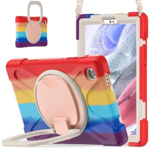 For Samsung Galaxy Tab A7 Lite T220 / T225 Silicone + PC Protective Case with Holder & Shoulder Strap(Colorful Red) (OEM)
