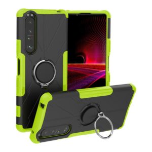 For Sony Xperia 1 III Armor Bear Shockproof PC + TPU Protective Case with Ring Holder(Green) (OEM)