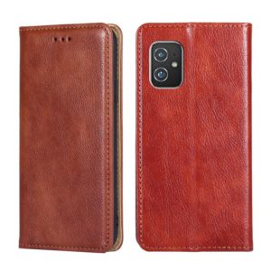 For Asus Zenfone 8 ZS590KS Gloss Oil Solid Color Magnetic Leather Phone Case(Brown) (OEM)