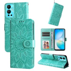 For Infinix Hot 12 Embossed Sunflower Leather Phone Case(Green) (OEM)
