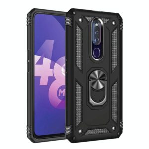 For OPPO F11 Pro Shockproof TPU + PC Protective Case with 360 Degree Rotating Holder(Black) (OEM)