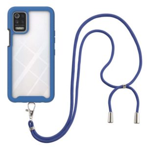 For LG K42 / K52 / Q52 / K62/ Q62 Starry Sky Solid Color Series Shockproof PC + TPU Protective Case with Neck Strap(Blue) (OEM)