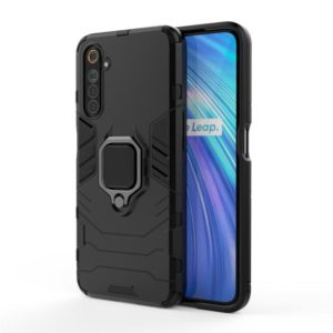 For OPPO Realme 6 PC + TPU Shockproof Protective Case with Magnetic Ring Holder(Black) (OEM)