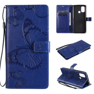 For OnePlus Nord N100 5G 3D Butterflies Embossing Pattern Horizontal Flip Leather Case with Holder & Card Slot & Wallet(Blue) (OEM)