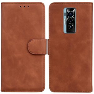 For Tecno Phantom X Skin Feel Pure Color Flip Leather Phone Case(Brown) (OEM)