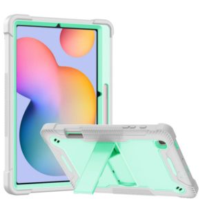 For Samsung Galaxy Tab S6 Lite Silicone + PC Shockproof Protective Case with Holder(Gray + Green) (OEM)