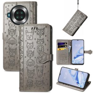 For CUBOT Note 20 Lovely Cat and Dog Embossing Pattern Horizontal Flip Leather Case , with Holder & Card Slots & Wallet & Cartoon Clasp & Lanyard(Grey) (OEM)