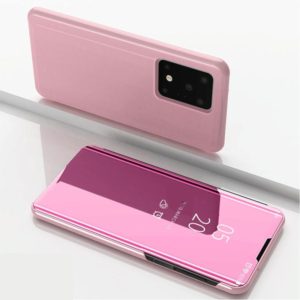 For Galaxy S20 Ultra Plated Mirror Horizontal Flip Leather Case with Holder(Rose Gold) (OEM)