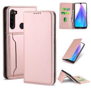 For Xiaomi Redmi Note 8T(India Version) Strong Magnetism Shockproof Horizontal Flip Liquid Feel Leather Case with Holder & Card Slots & Wallet(Rose Gold) (OEM)