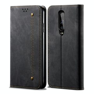 For OnePlus 8 Denim Texture Casual Style Horizontal Flip Leather Case with Holder & Card Slots & Wallet(Black) (OEM)