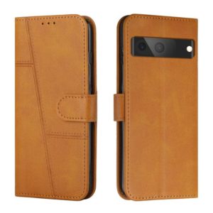 For Google Pixel 7 Stitching Calf Texture Buckle Leather Phone Case(Yellow) (OEM)