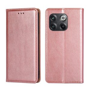 For OnePlus 10T Gloss Oil Solid Color Magnetic Leather Phone Case(Rose Gold) (OEM)