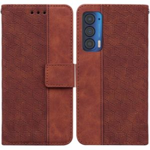 For Motorola Moto Edge 2021 Geometric Embossed Leather Phone Case(Brown) (OEM)