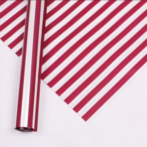 Two-Color Stripes Flower Wrapping Paper Waterproof Gift Wrapping Paper(Wine Red) (OEM)