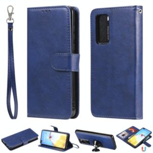 For Huawei P40 2 in 1 Solid Color Detachable PU Leather Case with Card Slots & Magnetic Holder & Photo Frame & Wallet & Strap(Blue) (OEM)