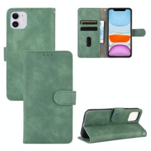 For iPhone 12 / 12 Pro Solid Color Skin Feel Magnetic Buckle Horizontal Flip Calf Texture PU Leather Case with Holder & Card Slots & Wallet(Green) (OEM)
