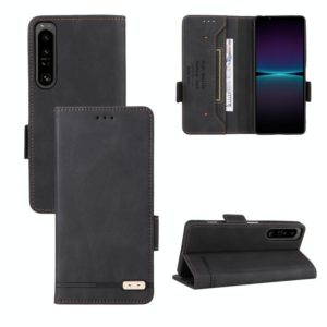 For Sony Xperia 1 IV Magnetic Clasp Flip Leather Phone Case(Black) (OEM)