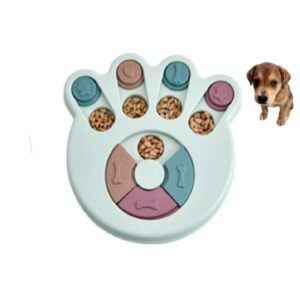 Pet Toy Dog Food Turntable Eating Puzzle Anti-Smashing Dog Bowl Supplies, Style:Footprint Style(Blue) (OEM)