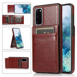 For Samsung Galaxy S20 Solid Color PC + TPU Protective Case with Holder & Card Slots(Brown) (OEM)