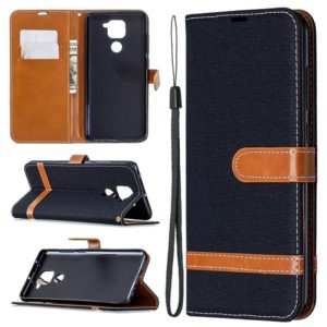 For Xiaomi Redmi Note 9 Denim Texture Horizontal Flip Leather Case with Holder & Card Slots & Wallet & Lanyard(Black) (OEM)