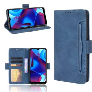 For Motorola Moto G Pure Skin Feel Calf Pattern Horizontal Flip Leather Phone Case with Holder & Card Slots & Photo Frame(Blue) (OEM)