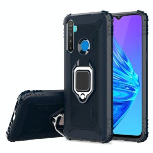For Realme Narzo 10 Carbon Fiber Protective Case with 360 Degree Rotating Ring Holder(Blue) (OEM)