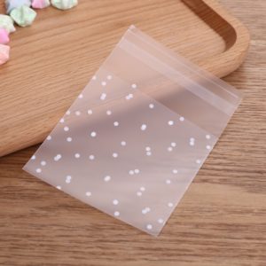 100pcs / Pack Plastic Transparent Cellophane Bags Polka Dot Candy Cookie Gift Bag with DIY Self Adhesive Pouch Celofan Bags for Party, Size:8x10cm(Transparent) (OEM)