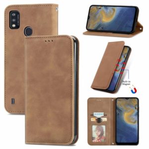 For ZTE A51 Retro Skin Feel Business Magnetic Horizontal Flip Leather Case with Holder & Card Slots & Wallet & Photo Frame(Brwon) (OEM)