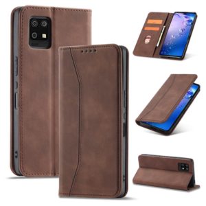 For Sharp Aquos Zero 6 Magnetic Dual-fold Leather Phone Case(Coffee) (OEM)