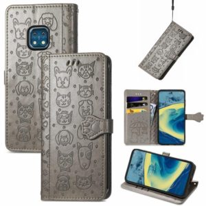 For Nokia XR20 Lovely Cat and Dog Embossing Pattern Horizontal Flip Leather Case , with Holder & Card Slots & Wallet & Cartoon Clasp & Lanyard(Grey) (OEM)