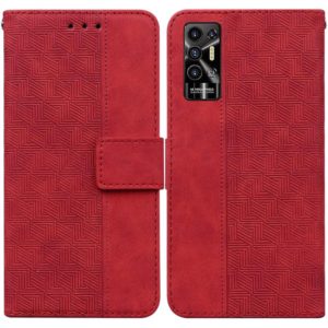 For Tecno Pova 2 Geometric Embossed Leather Phone Case(Red) (OEM)
