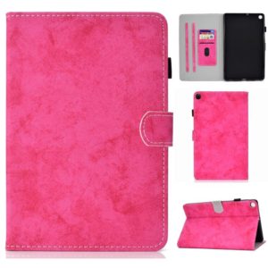 For Samsung Galaxy Tab A7 (2020) T500 Marble Style Cloth Texture Leather Case with Bracket & Card Slot & Pen Slot & Anti Skid Strip(Rose Red) (OEM)