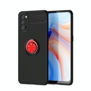 For OPPO Reno4 Lenuo Shockproof TPU Protective Case with Invisible Holder(Black Red) (lenuo) (OEM)
