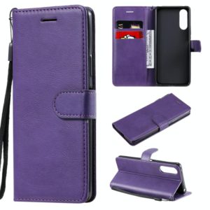 For Sony Xperia 10 II Solid Color Horizontal Flip Protective Leather Case with Holder & Card Slots & Wallet & Photo Frame & Lanyard(Purple) (OEM)