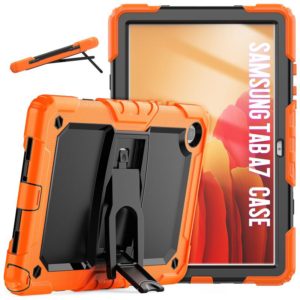 Shockproof Colorful Silicone + Black PC Tablet Protective Case with Holder & Shoulder Strap For Samsung Galaxy Tab A7 2020 T500(Orange) (OEM)